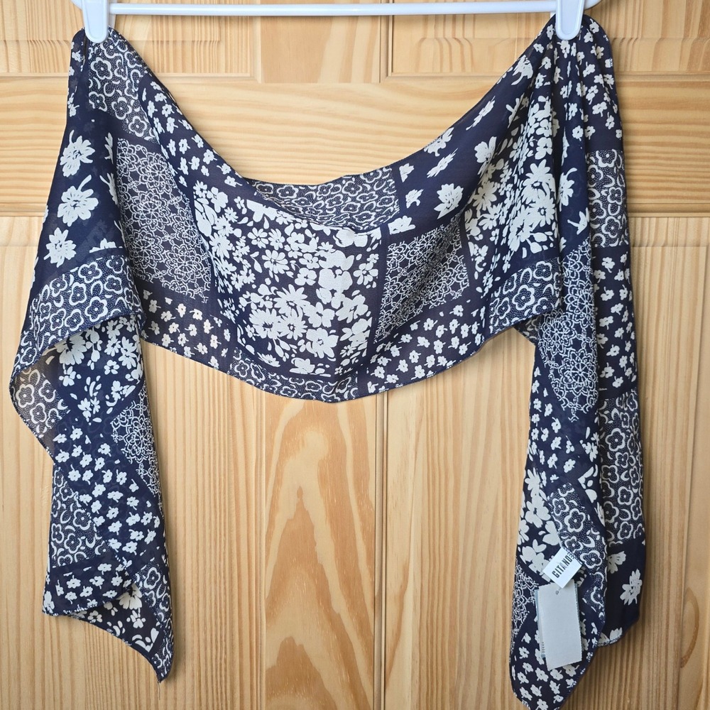 Gitano Scarf Belt Shawl Sash Table Runner Bandana Hankie Tie Blue 58x10 VTG